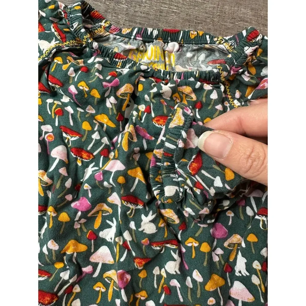 Osh Kosh Genuine Kids Green Colorful Mushroom Long Sleeve Flare Top 12 months